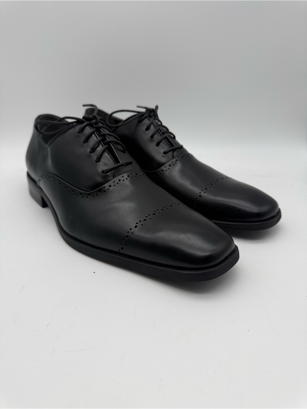 BRAND NEW Calvin Klein Garrick Black Leather Cap Toe Derby Shoes Men